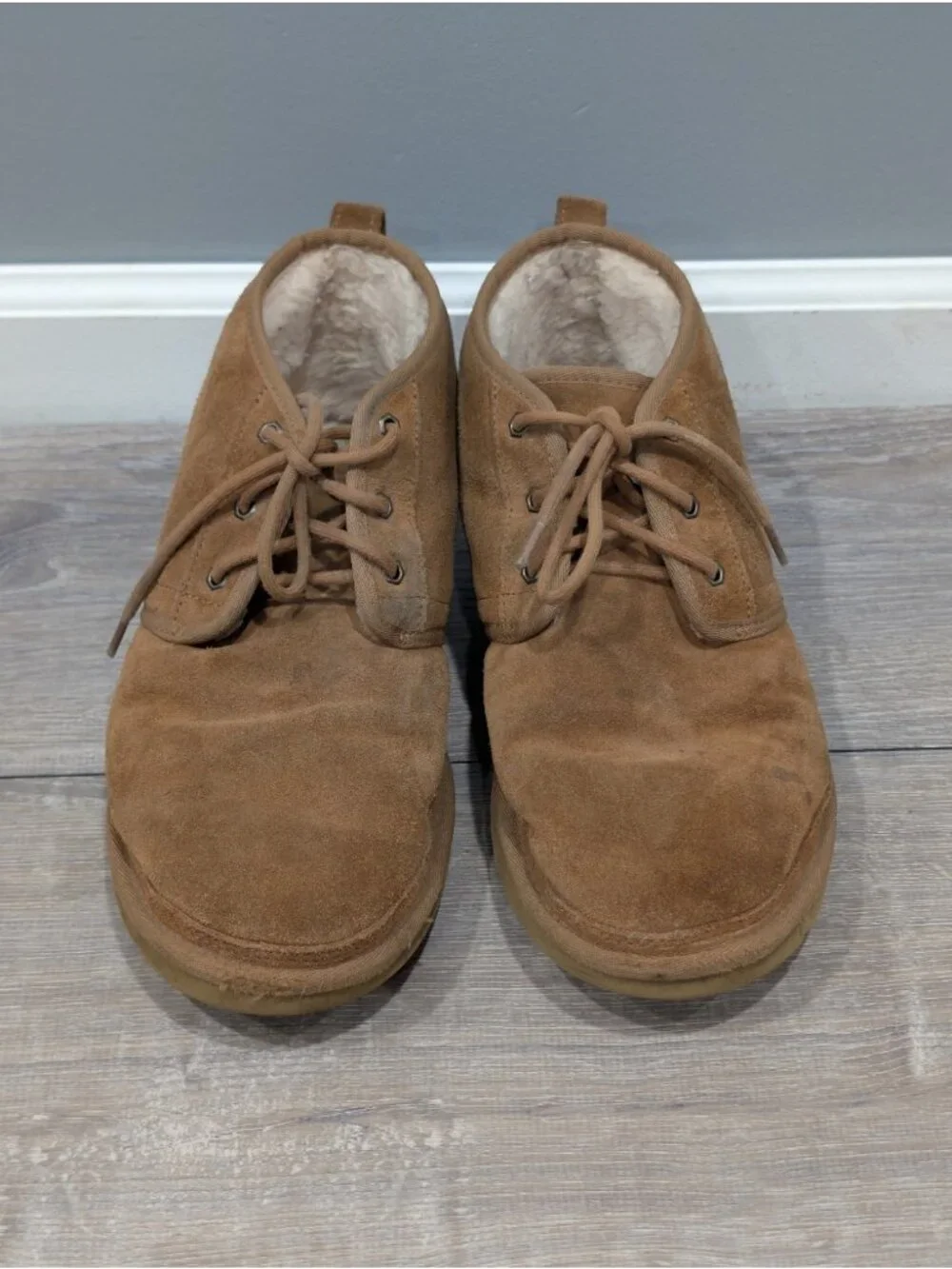 UGG Neumel Shoes Mens Size 12 Brown Suede Sheepskin Lined Chukka Boots Casual